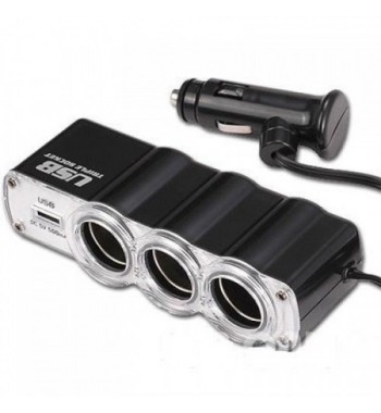 Разветвитель от прикуривателя 3+USB Разветвитель от прикуривателя 3+USB